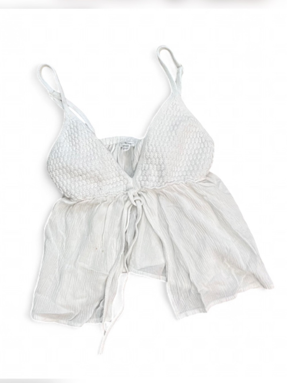 Garage White Lace-Detail Babydoll Camisole